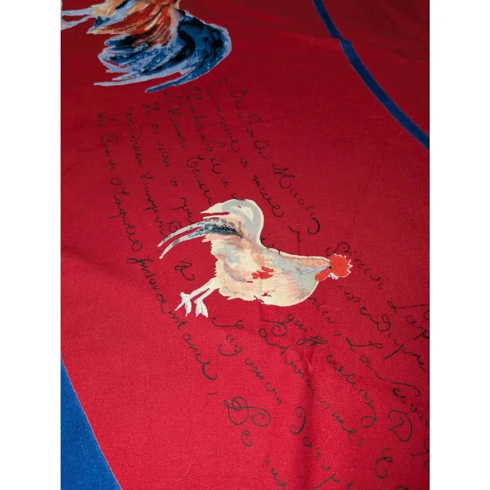Williams Sonoma Red French Script Rooster 100% Cotton 70